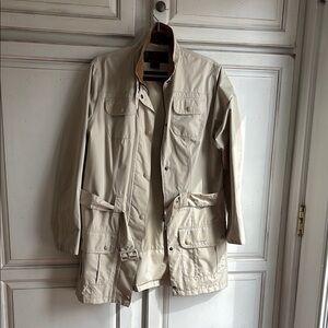 Barbour tan Trench Coat Mid-Length Stand-Up Collar